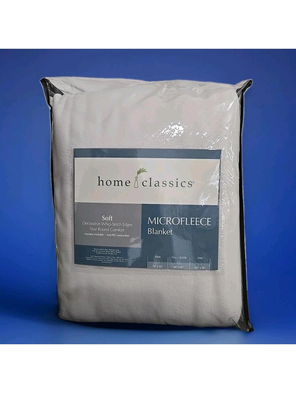 Microfleece Blanket Lightweight Soft Home Classics Beige Full/Queen 90x90" New